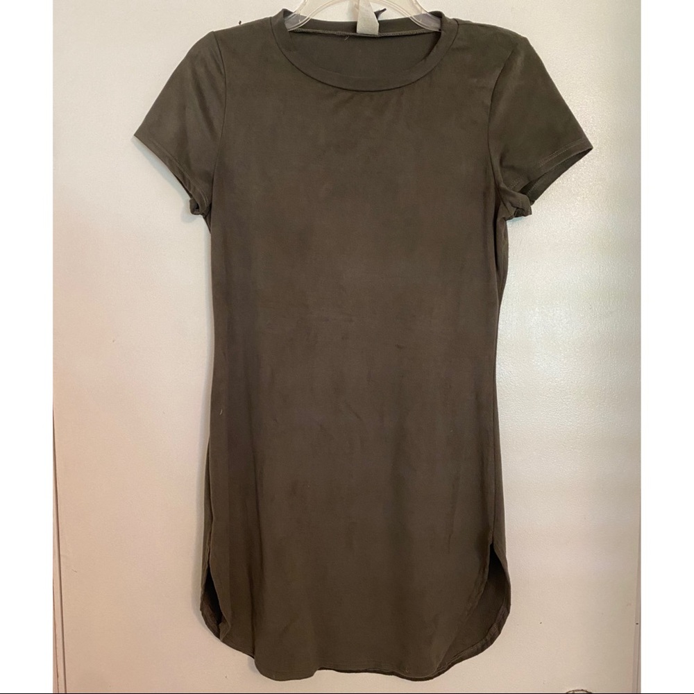 Olive green suede dress